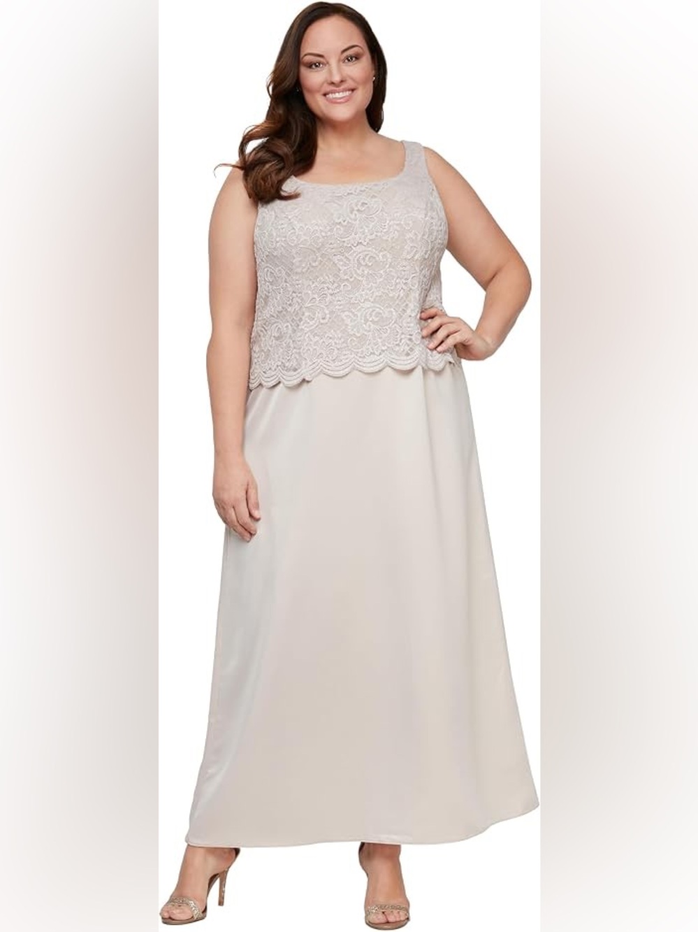 19. Alex Evenings • NWT Lace Bodice Cream Formal A-Line Dress PTP 22-26”